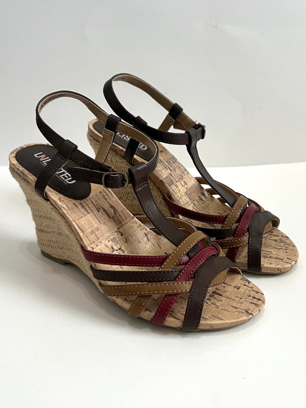 Brand New Unlisted Brown Multi Strap Espadrille Wedge Sandals - Size 8 M